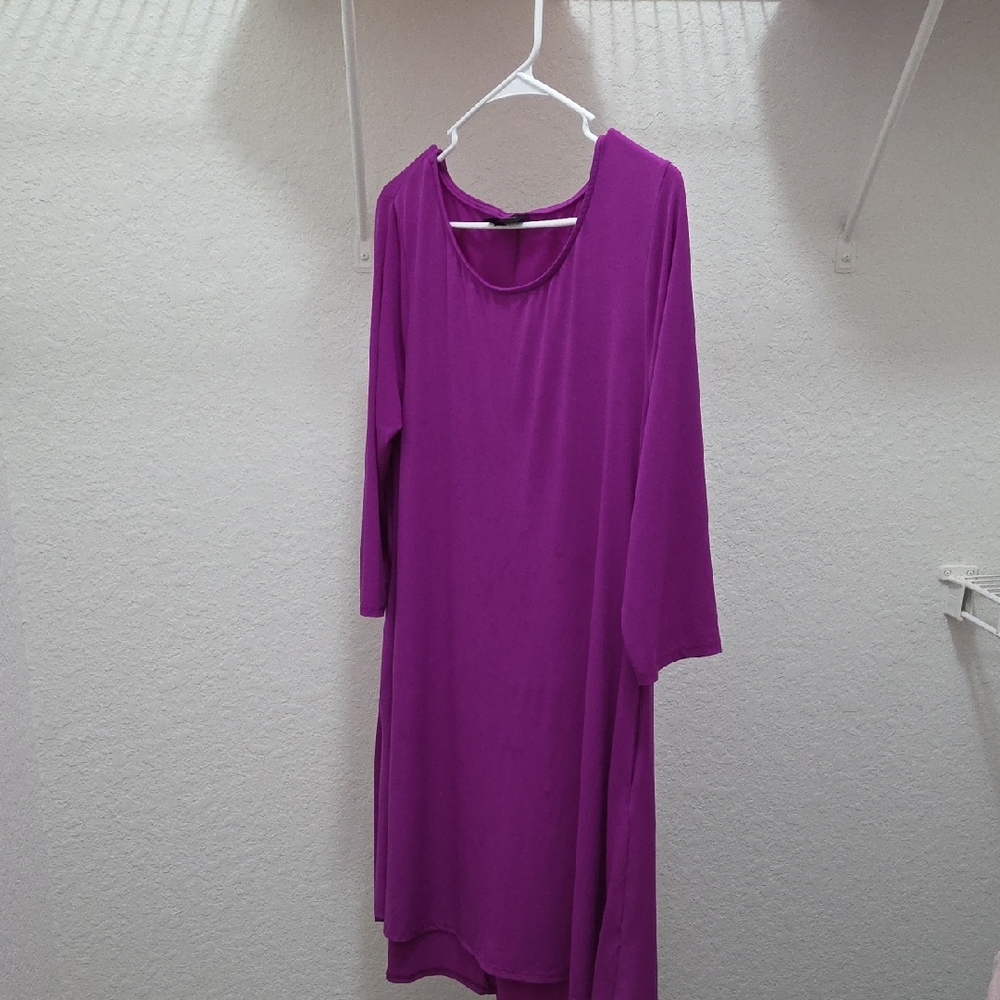 Nina Leonard Purple Dolman Sleeve Casual Dress